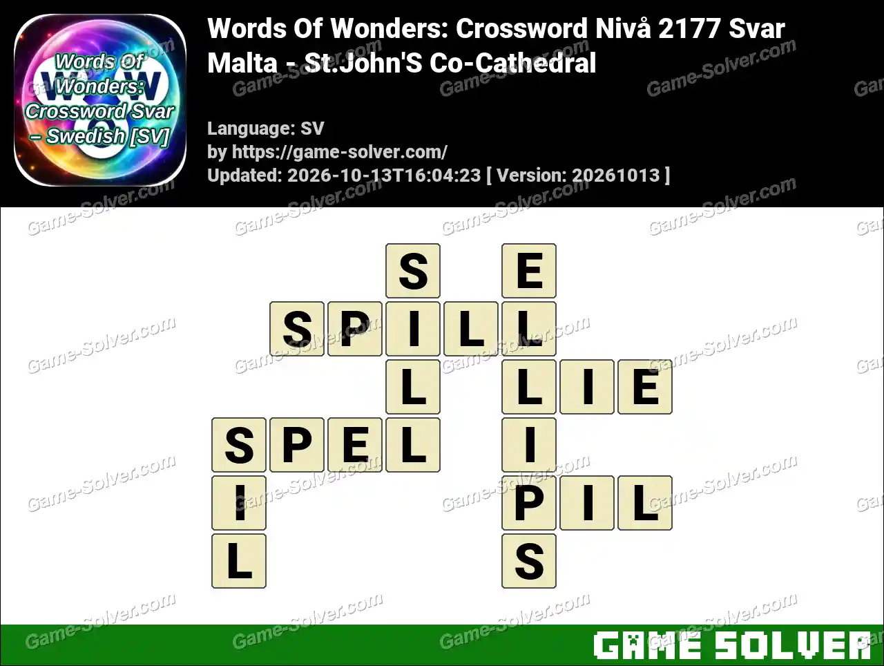 Words Of Wonders: Crossword Nivå 2177 Svar – Malta – St.John’S Co-Cathedral